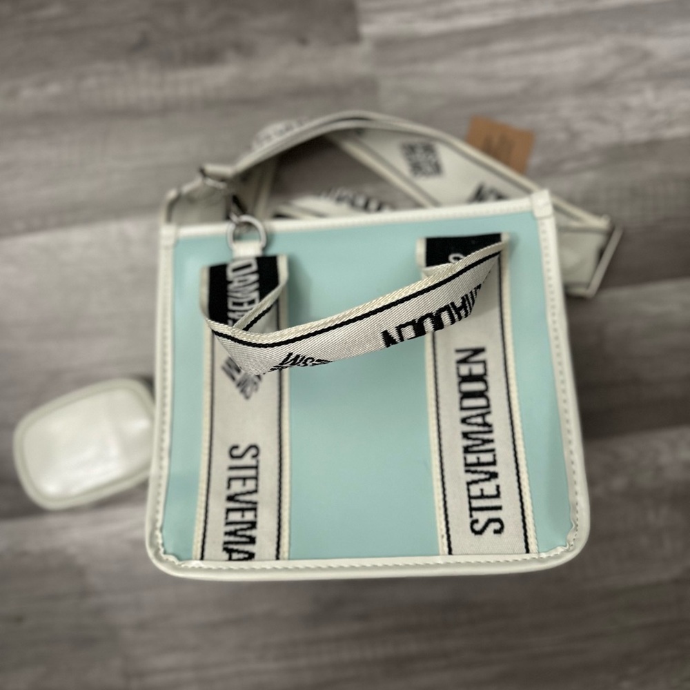 Steve Madden Aqua Crossbody Bag with Logo Straps
